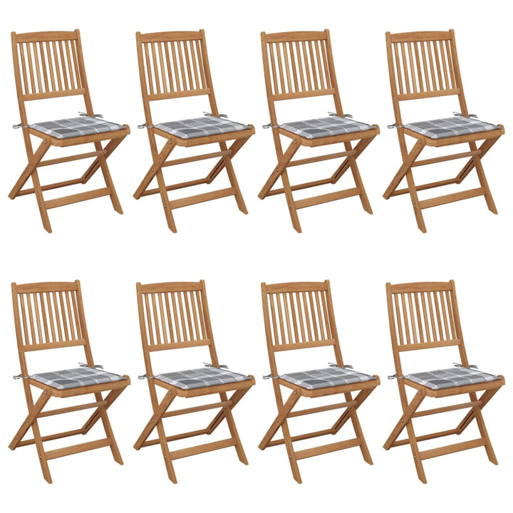 foldbare havestole 8 stk. med hynder massivt akacietræ