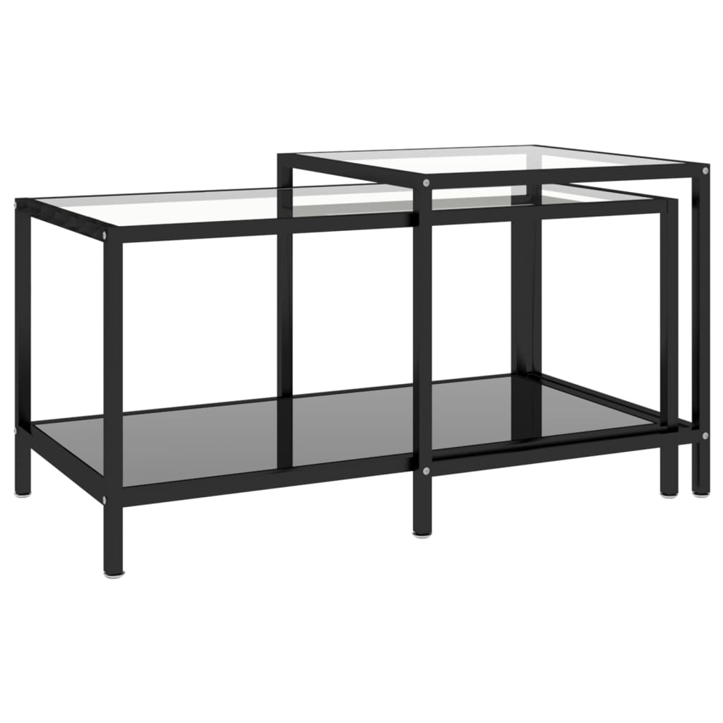 stueborde 2 stk. hærdet glas sort