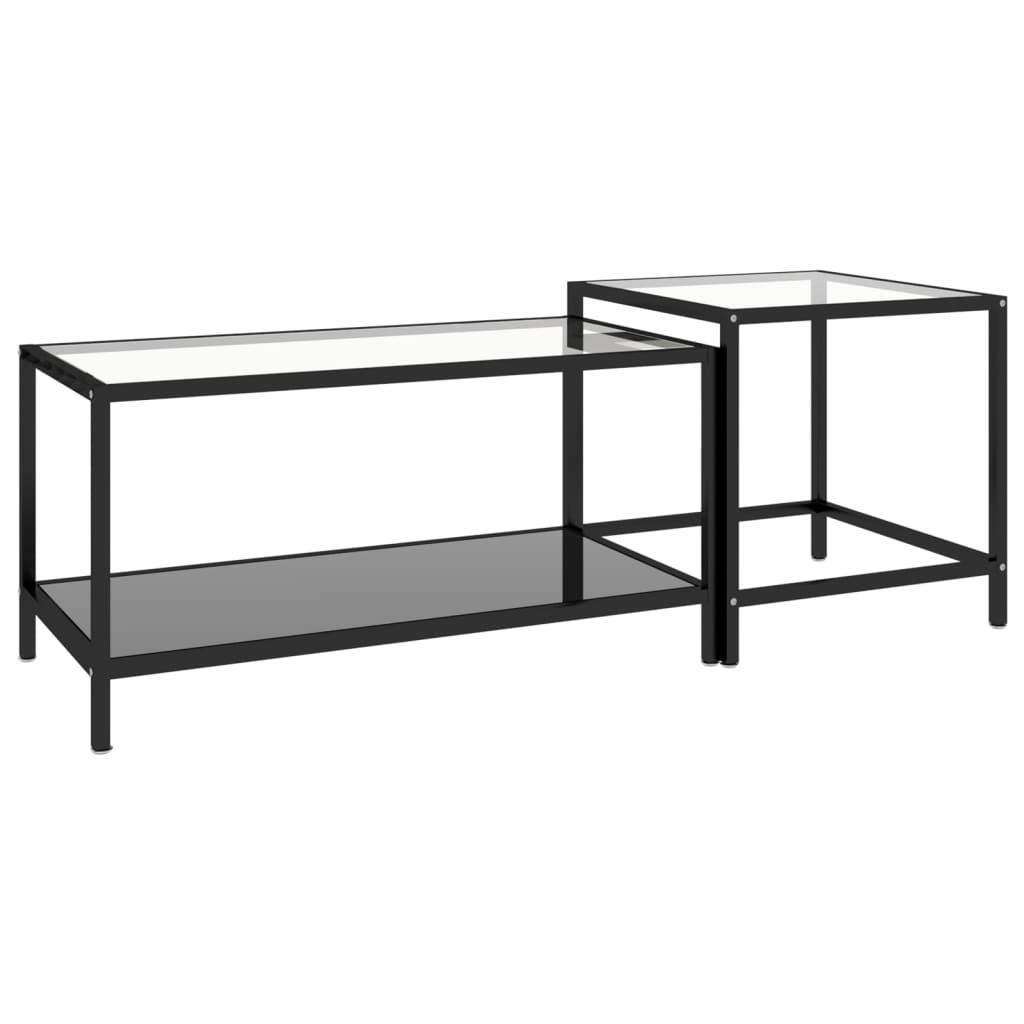 stueborde 2 stk. hærdet glas sort