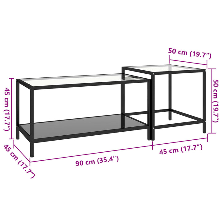 stueborde 2 stk. hærdet glas sort