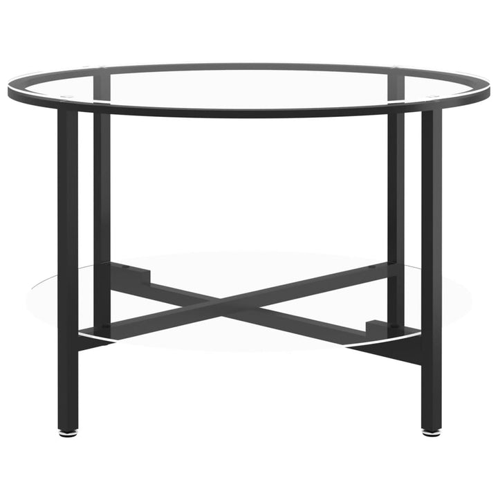 stuebord 70 cm hærdet glas sort og transparent