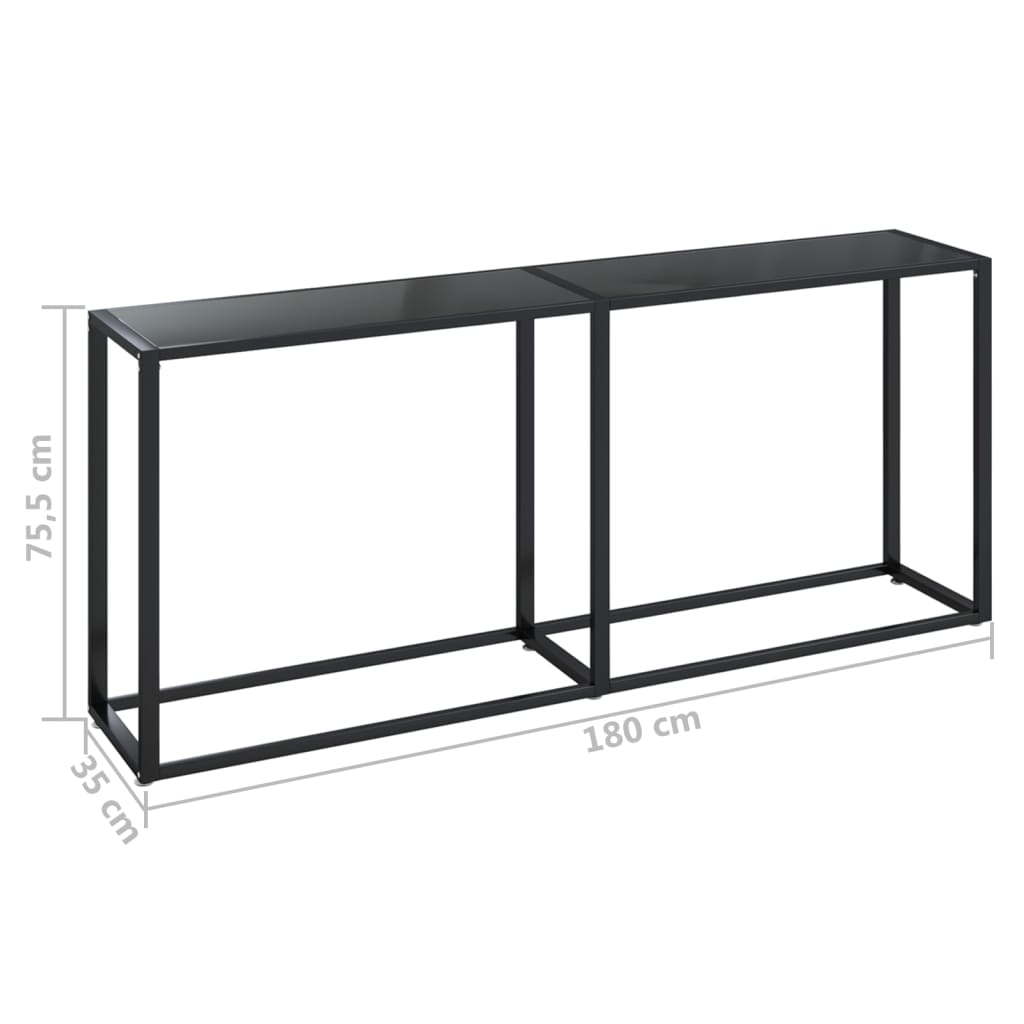 konsolbord 180x35x75,5 cm hærdet glas sort