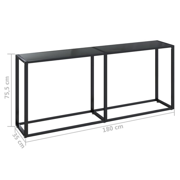 konsolbord 180x35x75,5 cm hærdet glas sort