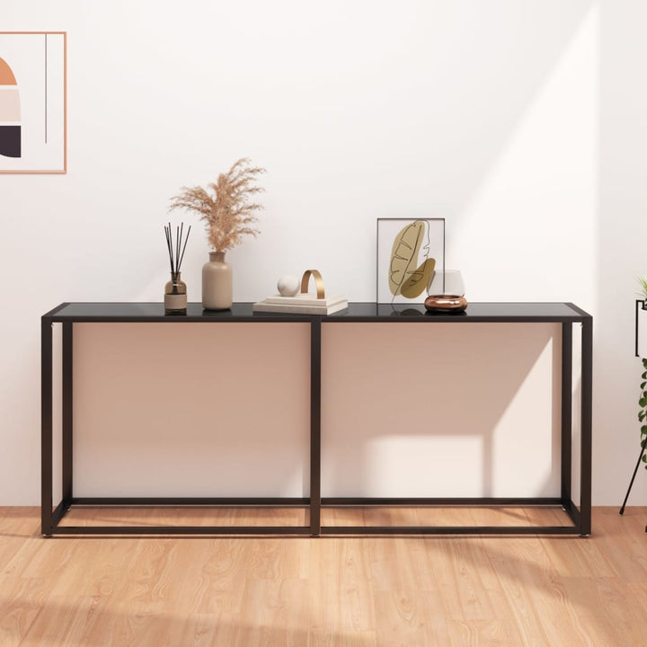konsolbord 180x35x75,5 cm hærdet glas sort