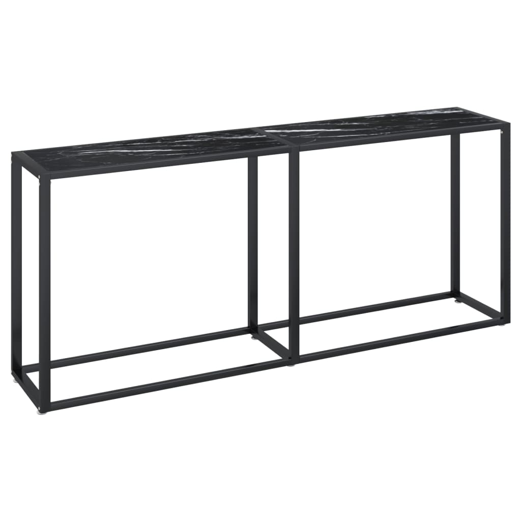 konsolbord 180x35x75,5 cm hærdet glas sort marmor