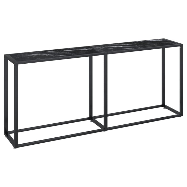 konsolbord 180x35x75,5 cm hærdet glas sort marmor