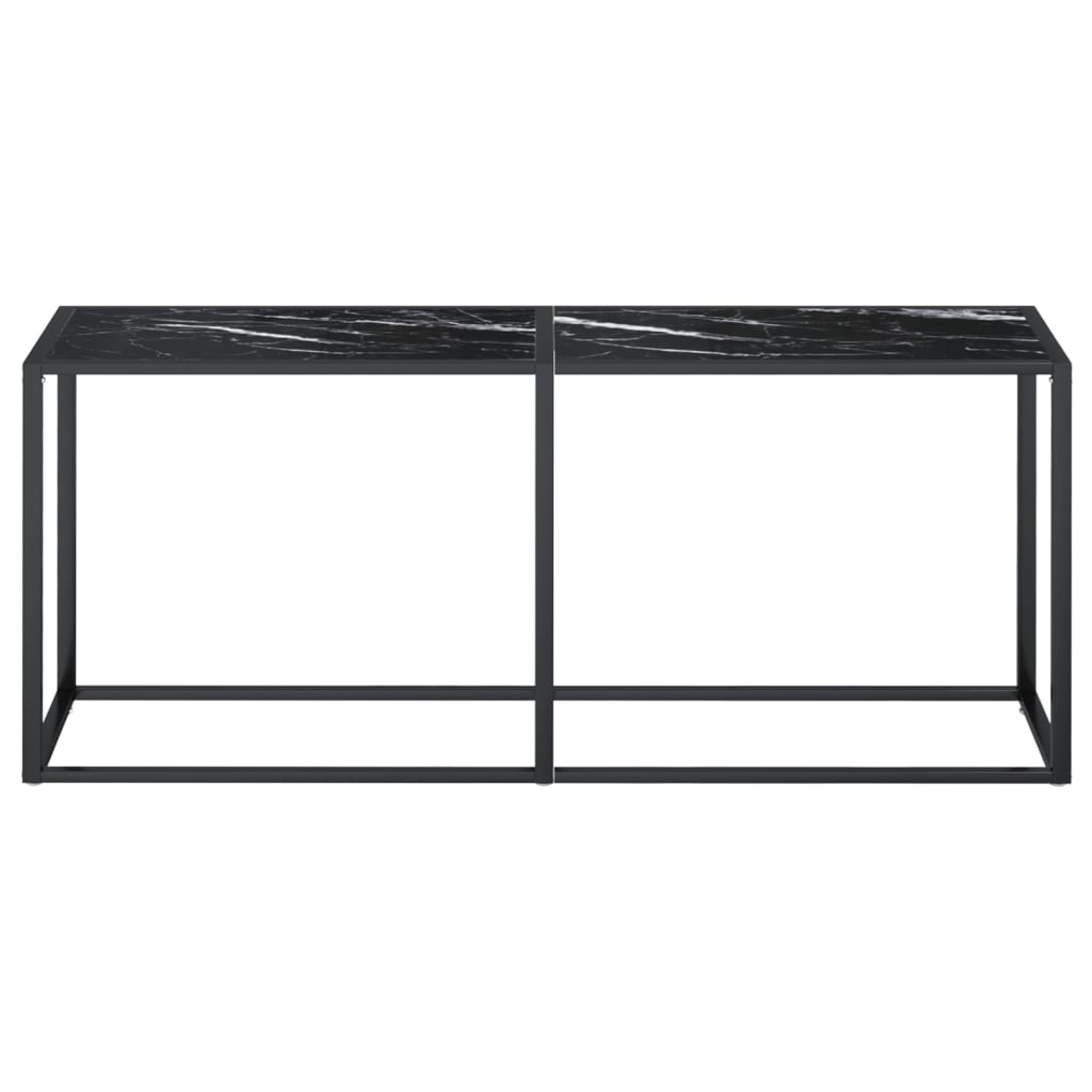 konsolbord 180x35x75,5 cm hærdet glas sort marmor