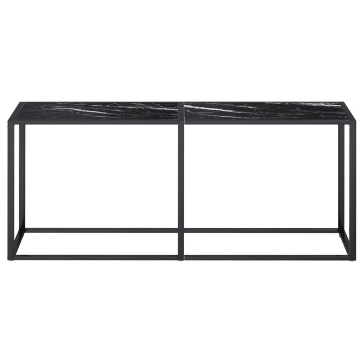 konsolbord 180x35x75,5 cm hærdet glas sort marmor