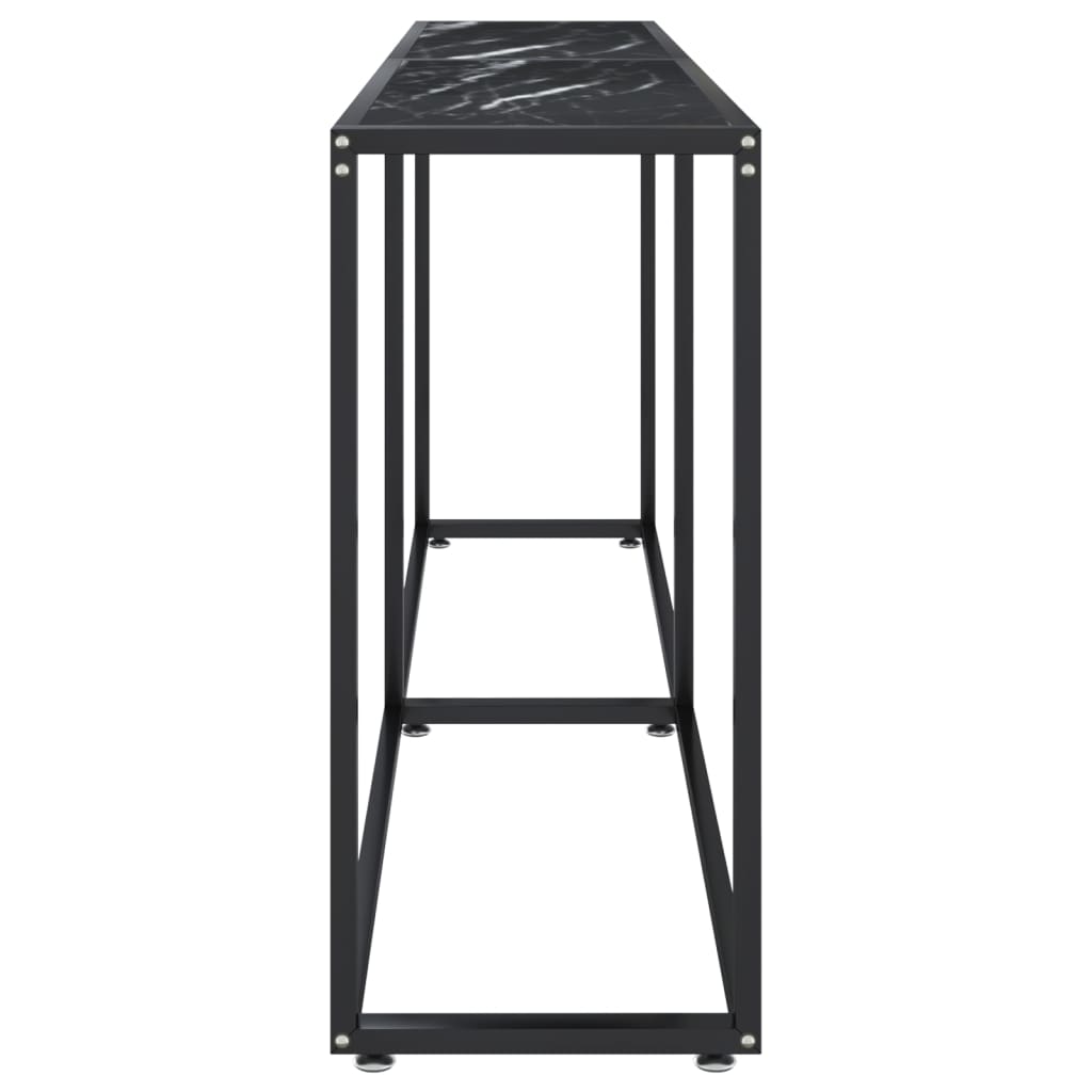 konsolbord 180x35x75,5 cm hærdet glas sort marmor