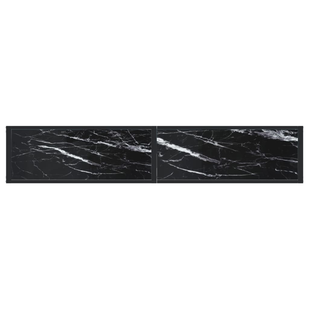konsolbord 180x35x75,5 cm hærdet glas sort marmor