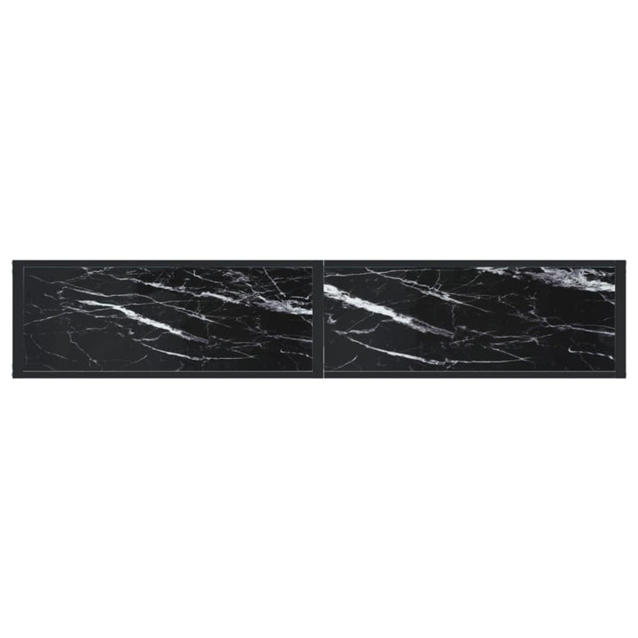 konsolbord 180x35x75,5 cm hærdet glas sort marmor