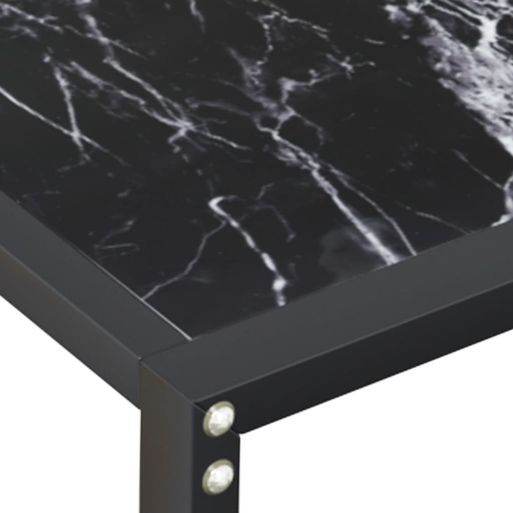 konsolbord 180x35x75,5 cm hærdet glas sort marmor