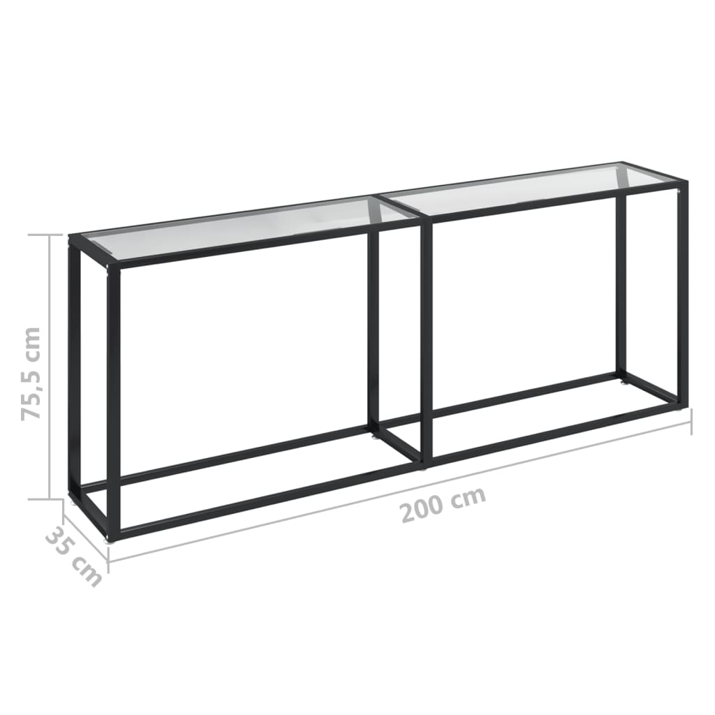 konsolbord 200x35x75,5 cm hærdet glas transparent