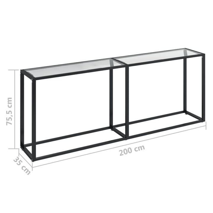 konsolbord 200x35x75,5 cm hærdet glas transparent