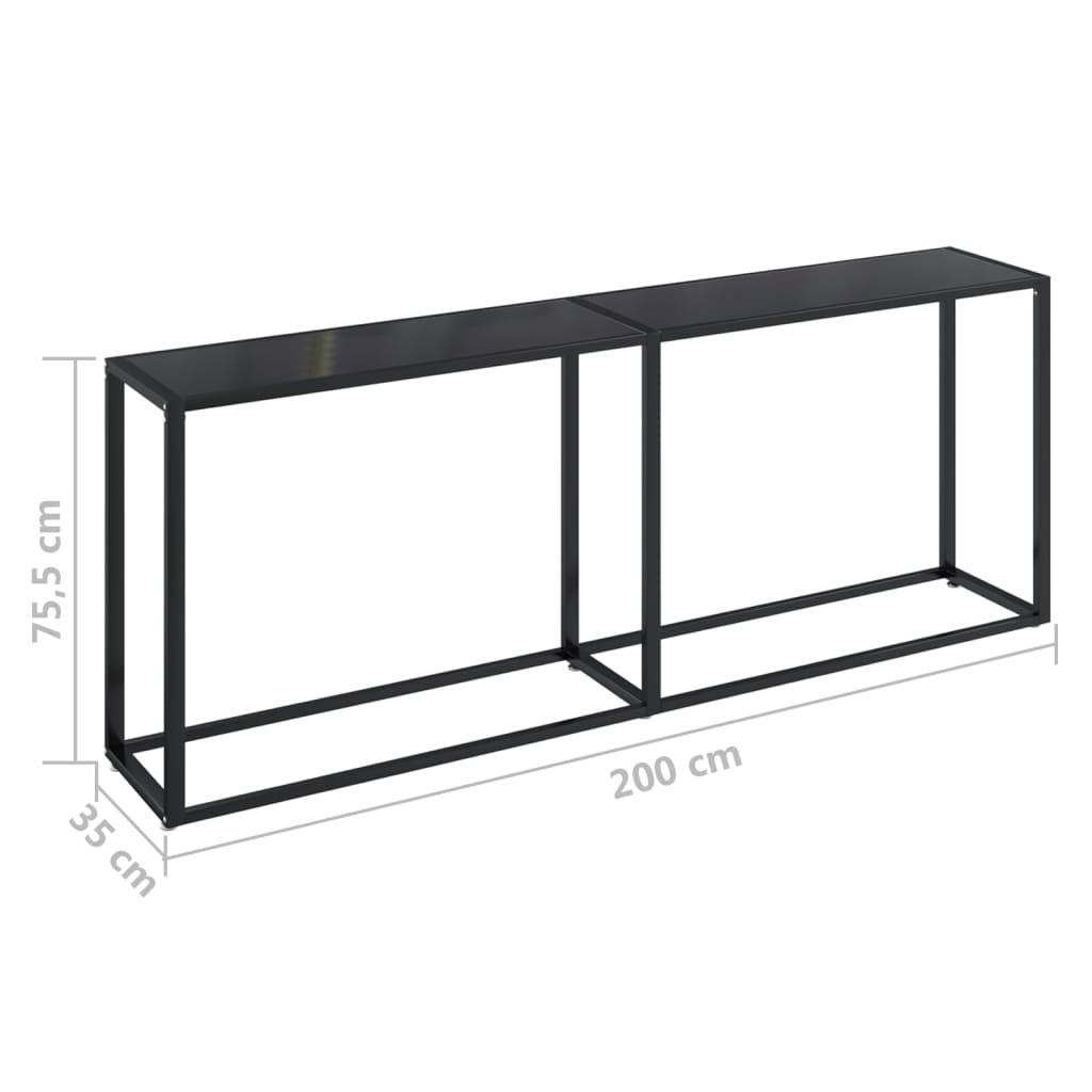 konsolbord 200x35x75,5 cm hærdet glas sort