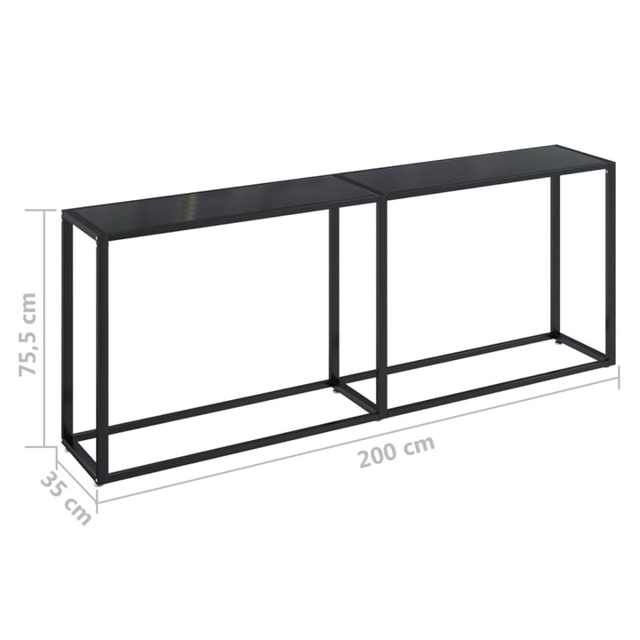 konsolbord 200x35x75,5 cm hærdet glas sort