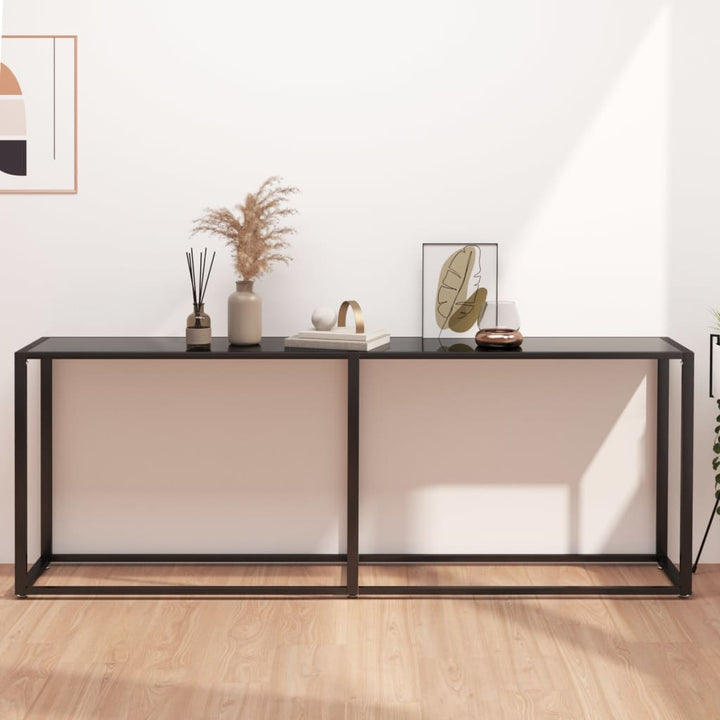 konsolbord 200x35x75,5 cm hærdet glas sort
