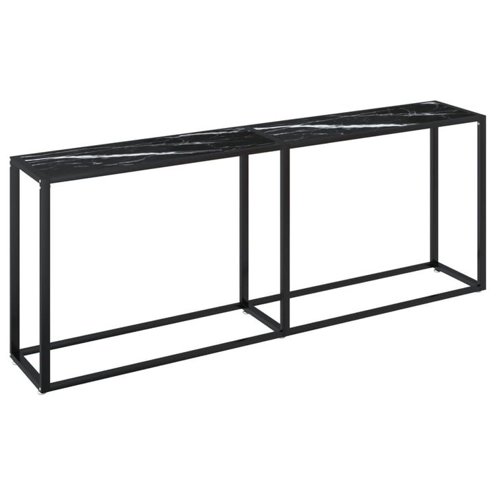 konsolbord 200x35x75,5 cm hærdet glas sort marmor