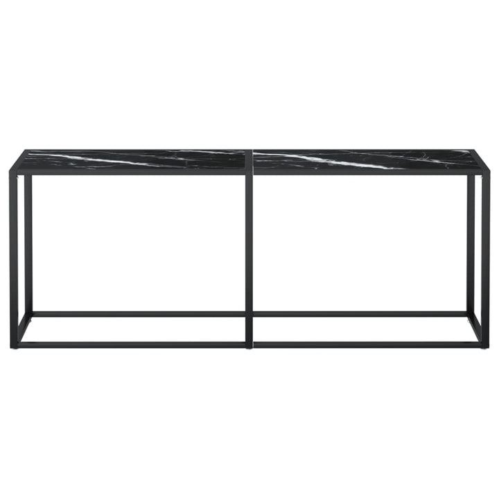 konsolbord 200x35x75,5 cm hærdet glas sort marmor