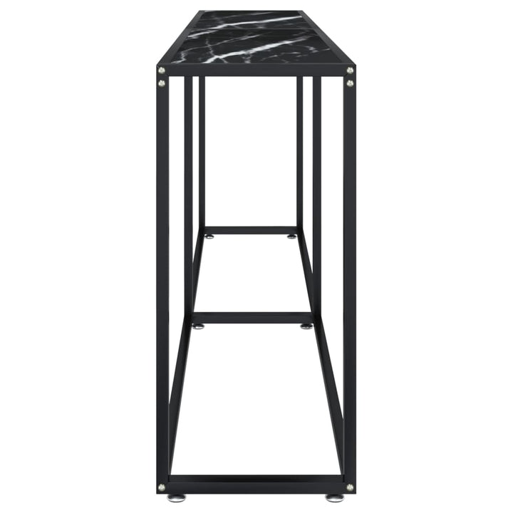 konsolbord 200x35x75,5 cm hærdet glas sort marmor