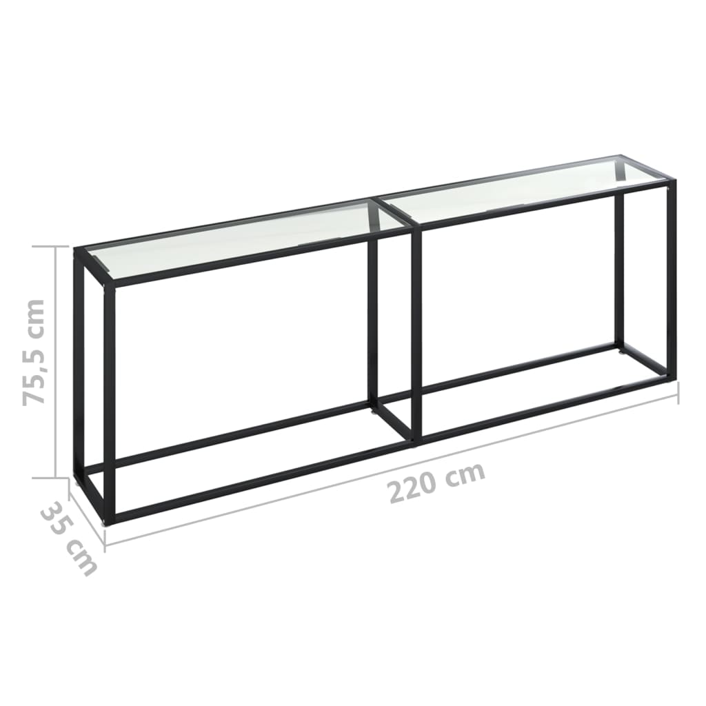 konsolbord 220x35x75,5 cm hærdet glas transparent