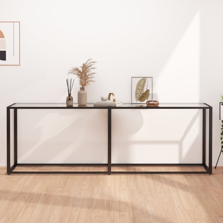 konsolbord 220x35x75,5 cm hærdet glas transparent