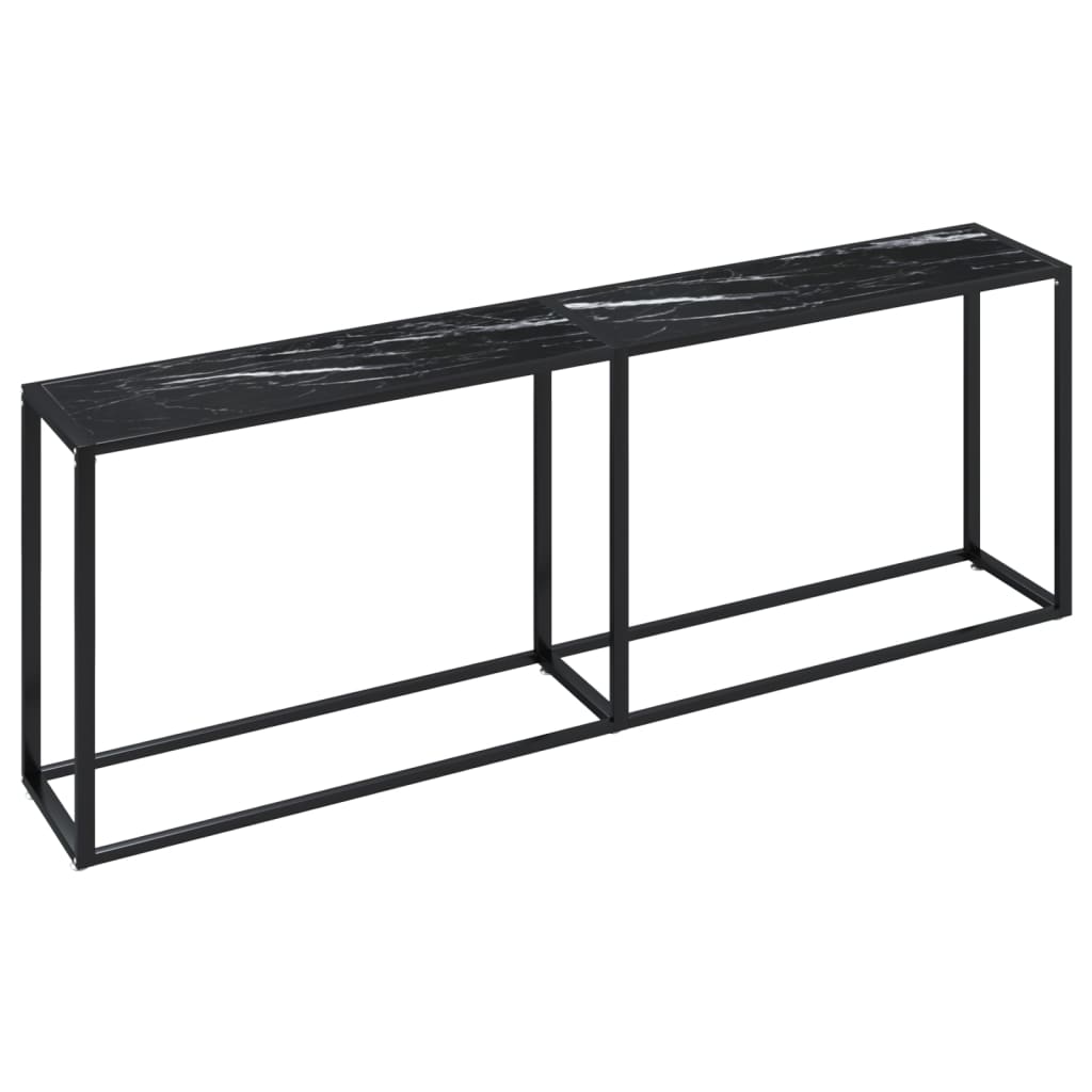 konsolbord 220x35x75,5 cm hærdet glas sort marmor