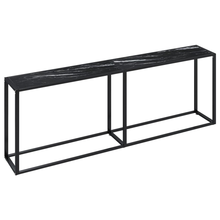 konsolbord 220x35x75,5 cm hærdet glas sort marmor