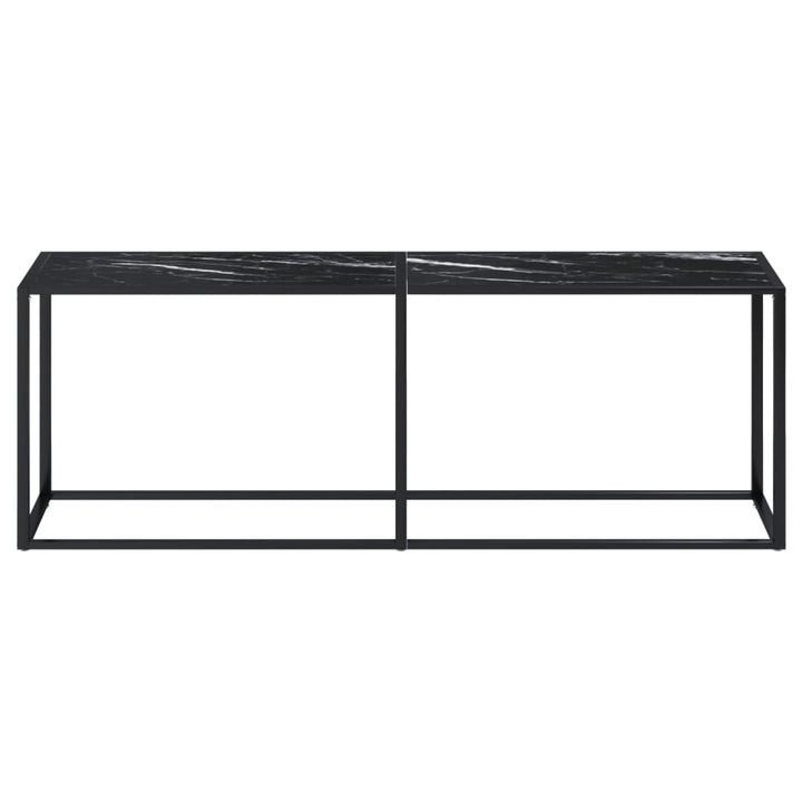 konsolbord 220x35x75,5 cm hærdet glas sort marmor