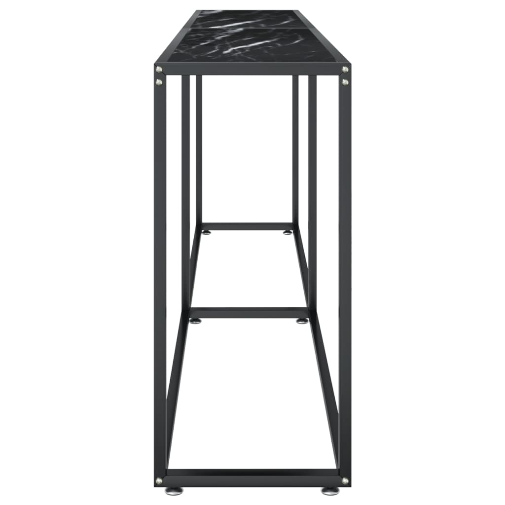 konsolbord 220x35x75,5 cm hærdet glas sort marmor