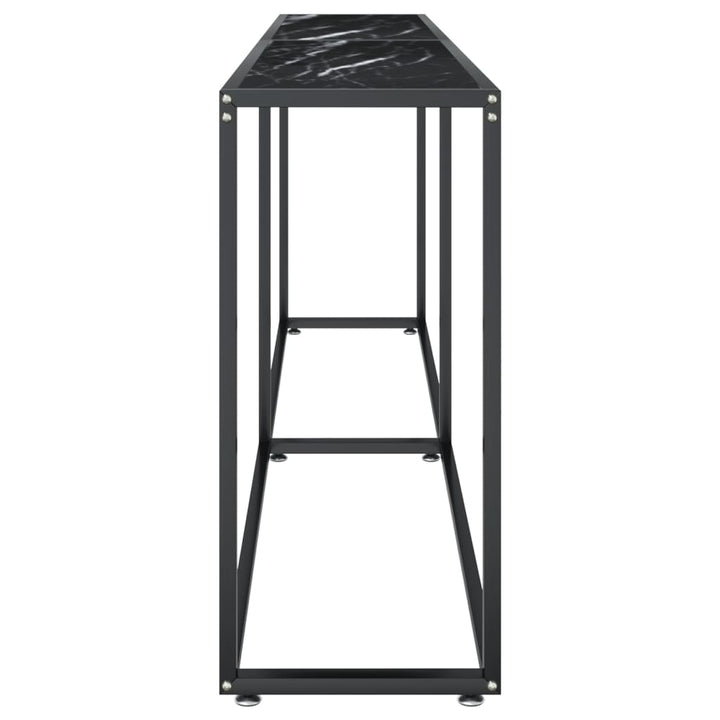 konsolbord 220x35x75,5 cm hærdet glas sort marmor
