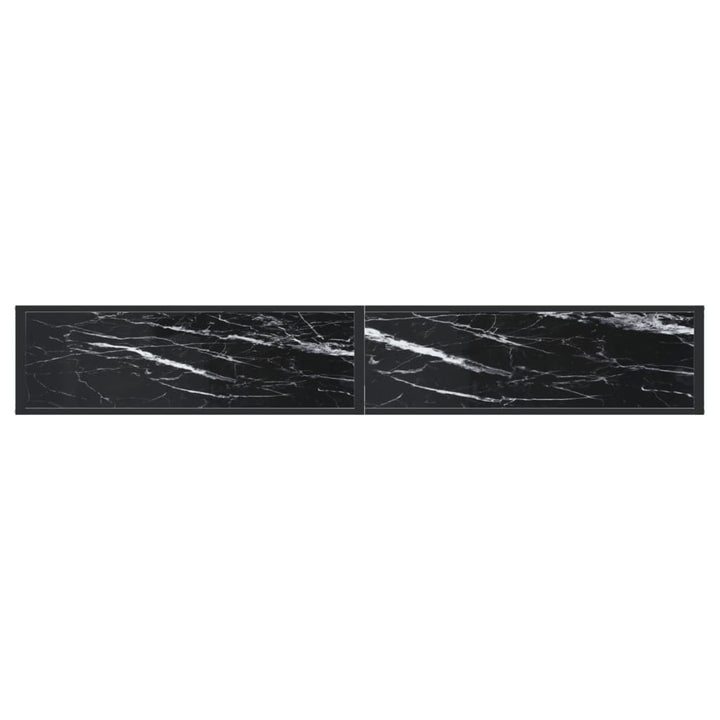 konsolbord 220x35x75,5 cm hærdet glas sort marmor