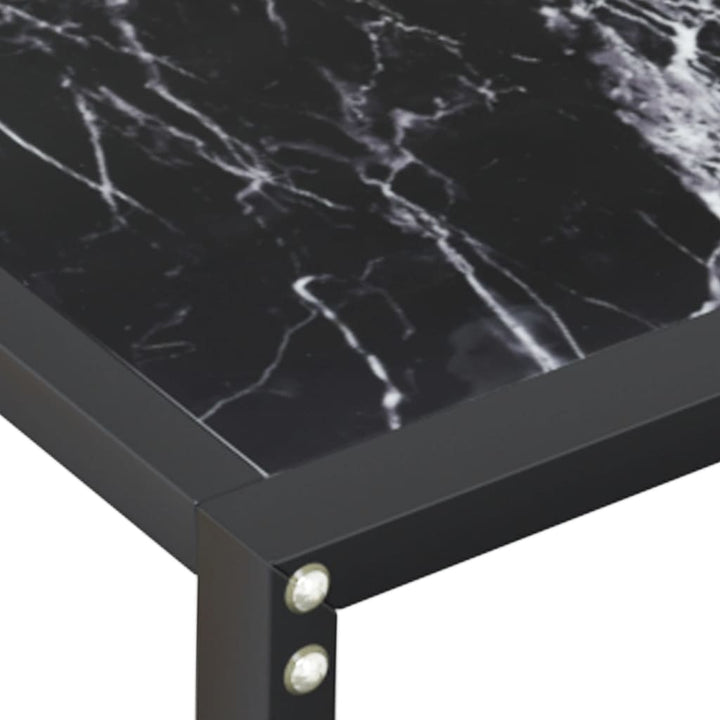 konsolbord 220x35x75,5 cm hærdet glas sort marmor