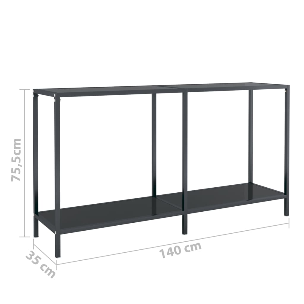 konsolbord 140x35x75,5 cm hærdet glas sort