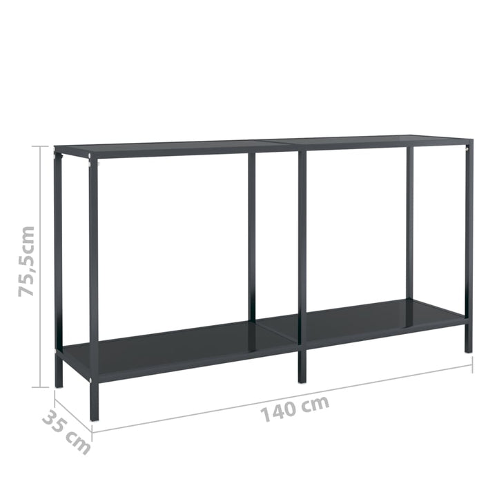 konsolbord 140x35x75,5 cm hærdet glas sort
