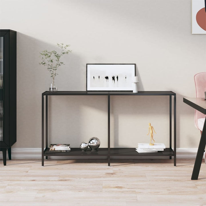 konsolbord 140x35x75,5 cm hærdet glas sort