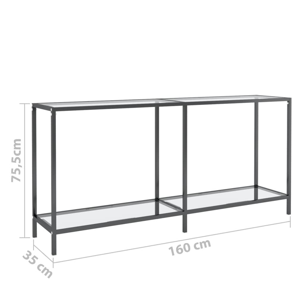 konsolbord 160x35x75,5 cm hærdet glas transparent