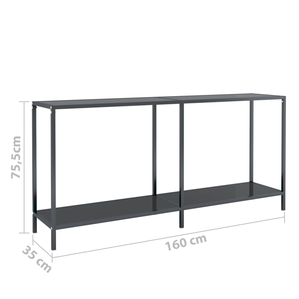 konsolbord 160x35x75,5 cm hærdet glas sort