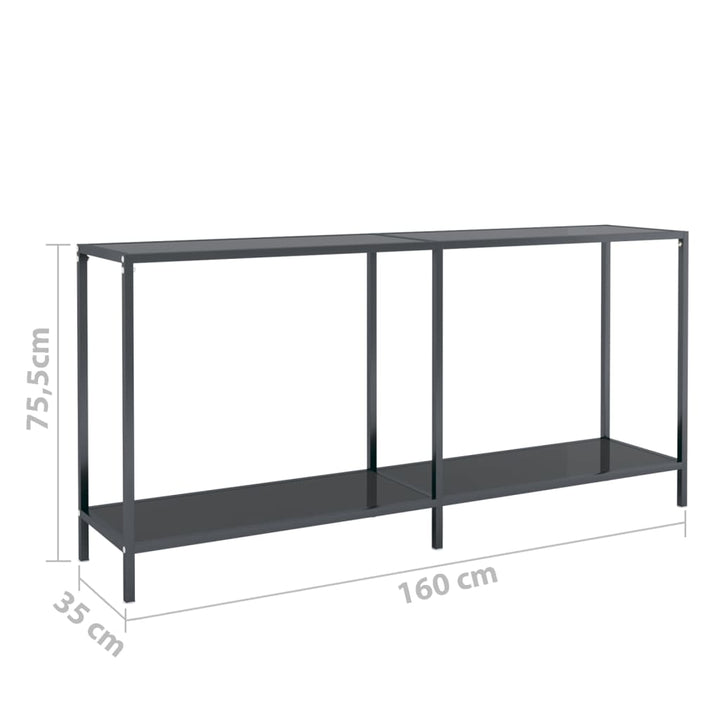 konsolbord 160x35x75,5 cm hærdet glas sort