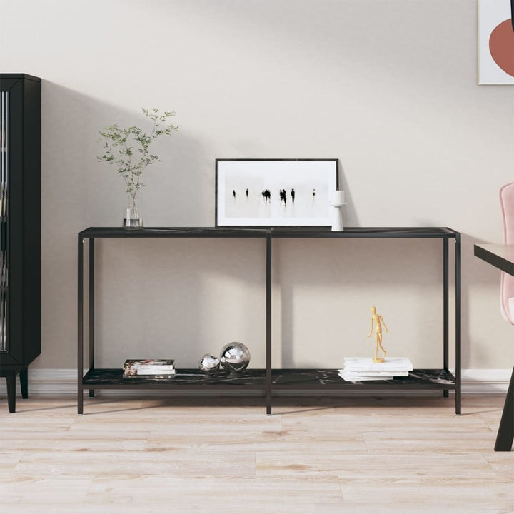 konsolbord 160x35x75,5 cm hærdet glas sort