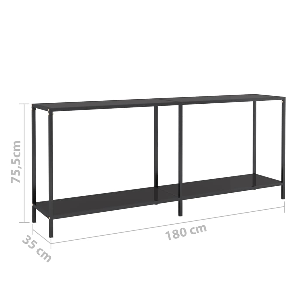 konsolbord 180x35x75,5 cm hærdet glas sort