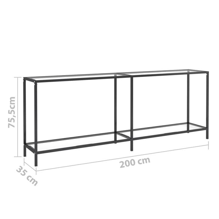 konsolbord 200x35x75,5 cm hærdet glas transparent