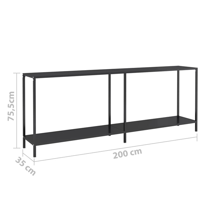 konsolbord 200x35x75,5 cm hærdet glas sort
