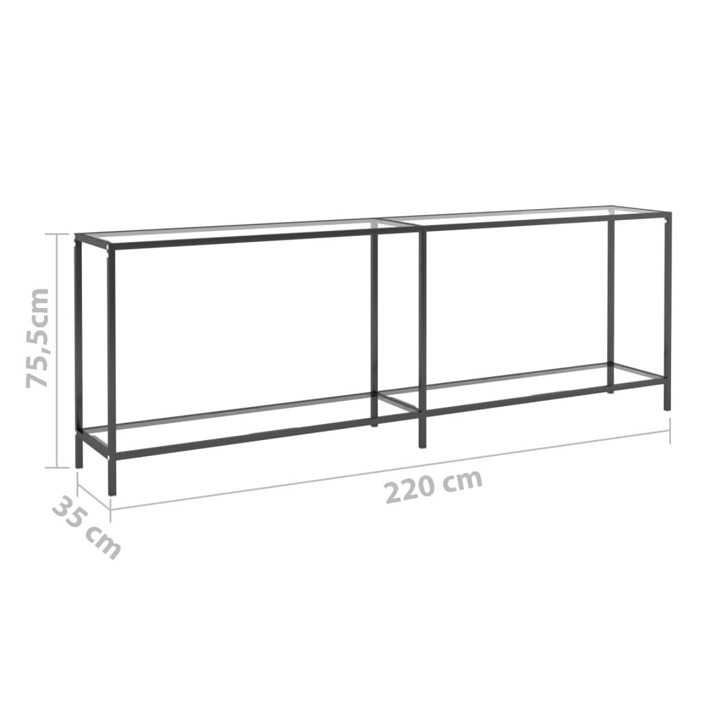 konsolbord 220x35x75,5 cm hærdet glas transparent