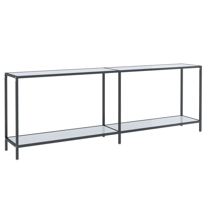 konsolbord 220x35x75,5 cm hærdet glas hvid