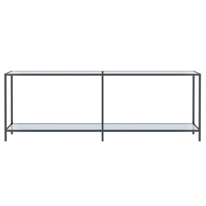 konsolbord 220x35x75,5 cm hærdet glas hvid