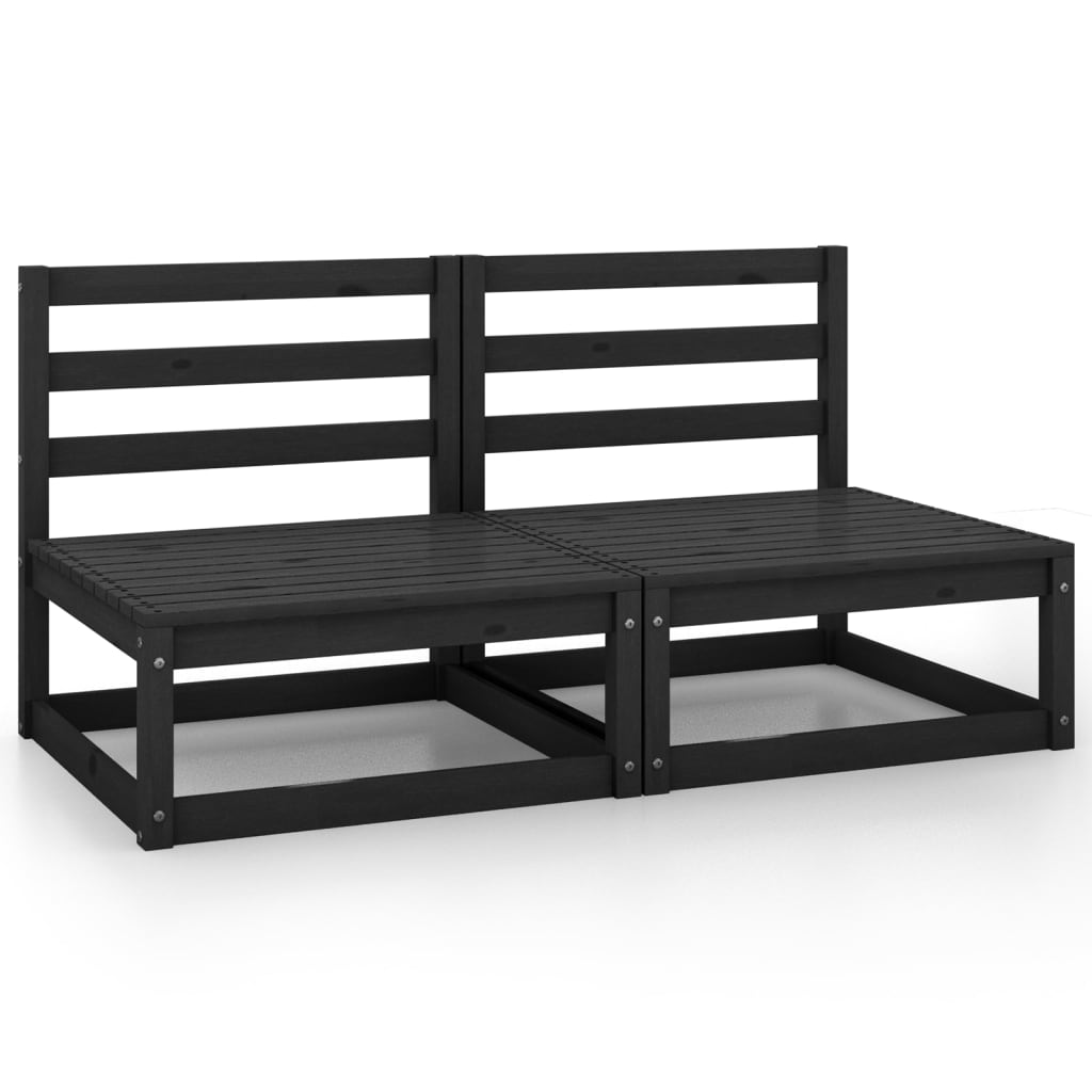 2-personers havesofa massivt fyrretræ sort