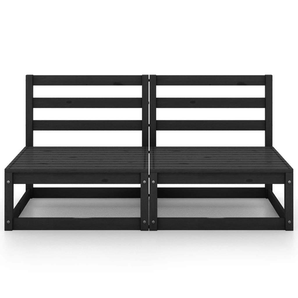 2-personers havesofa massivt fyrretræ sort