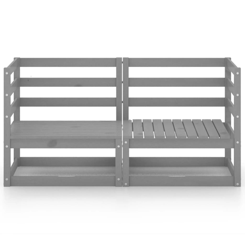 2-personers havesofa massivt fyrretræ grå
