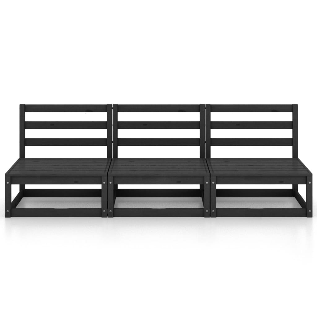 3-personers havesofa massivt fyrretræ sort